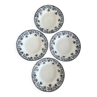 4 vintage soup plates iron earth Saint-Amand - Jane model
