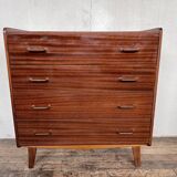 Commode en teck pieds compas 1960 vintage