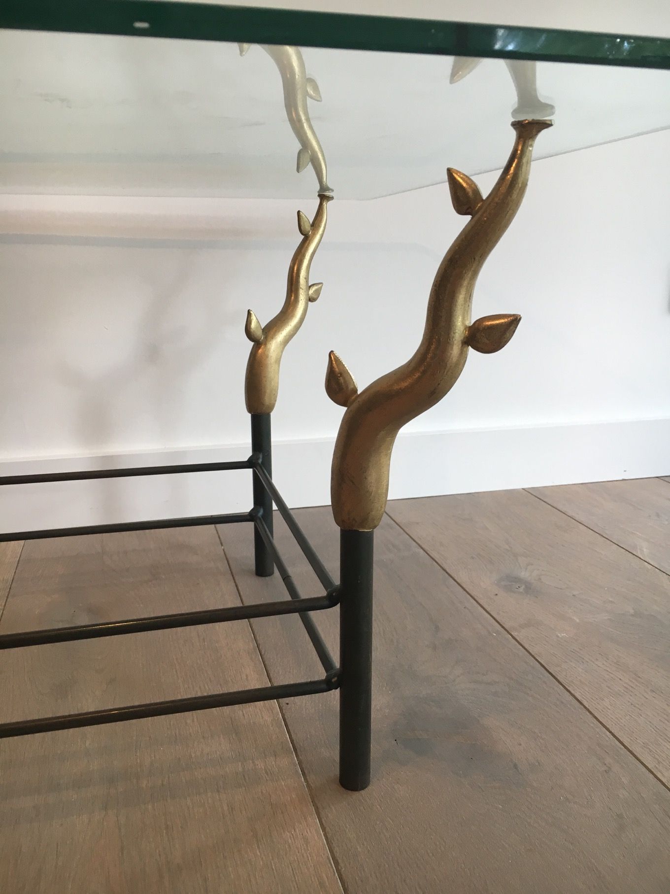 Table basse en fer forgé dans le goût de Willy Daro