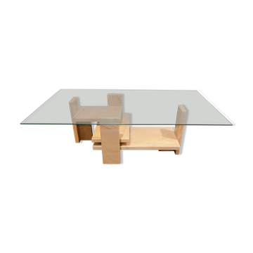 Table basse en marbre rose de Willy Ballez, années 1970