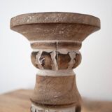 Vintage Rustic Wooden Candle Holder, Hand Carved, Country Farmhouse Style