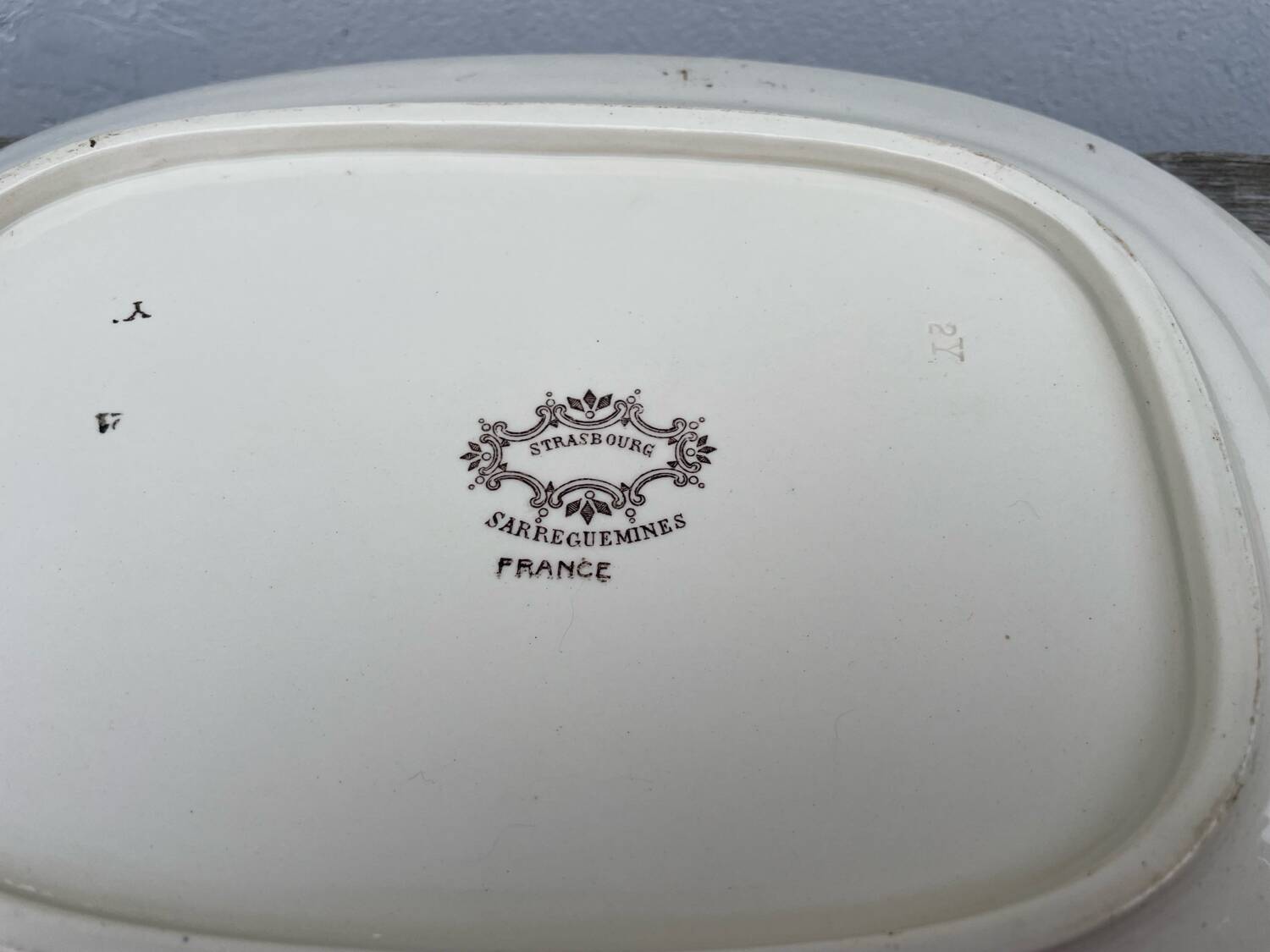 Strasbourg ironstone serving dish with Sarreguemines flowers