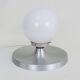 Brushed metal bedside lamp and white opaline globe, year 70
