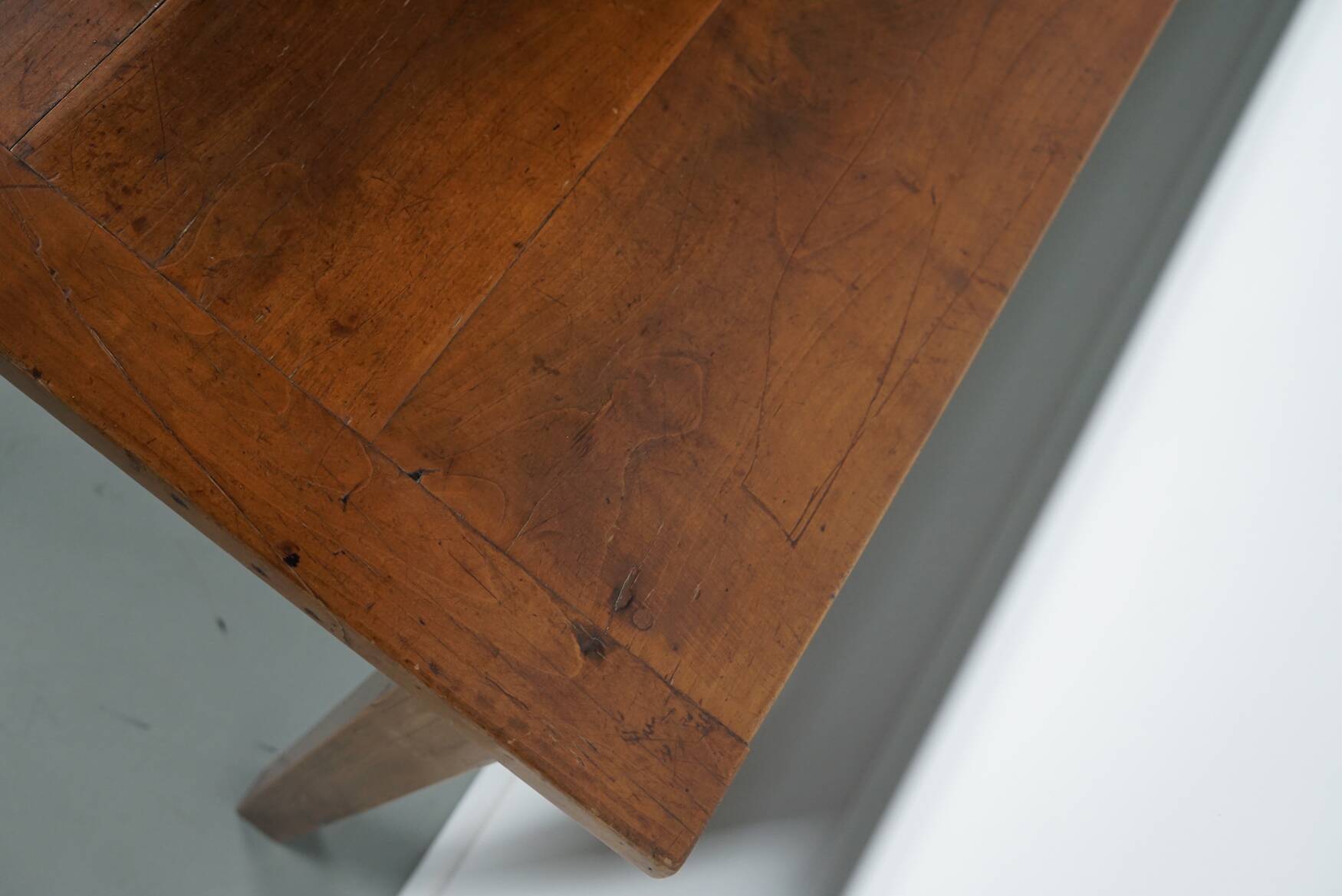 Antique Cherry Early 20th Century French Rustic Farmhouse Dining Table