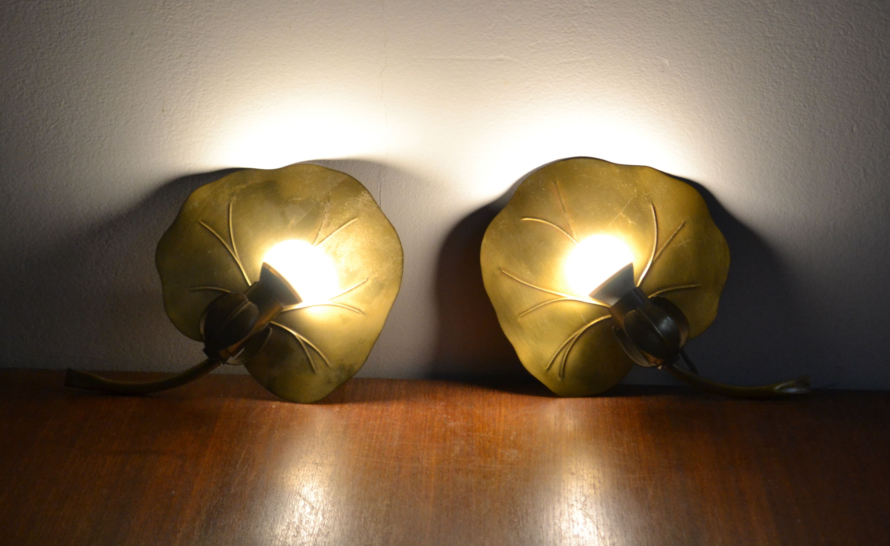 Pair of wall lights brass 70s