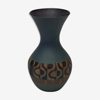Vase balustre en céramique signé
