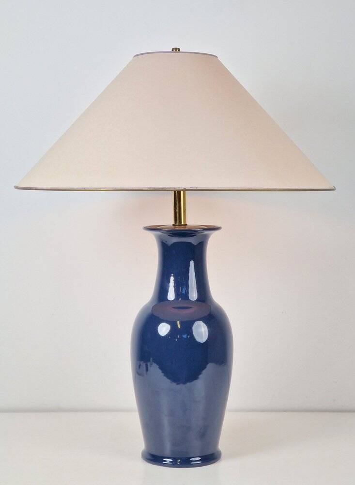 Vintage Jar Table Lamp in Ceramic and Brass, 1970