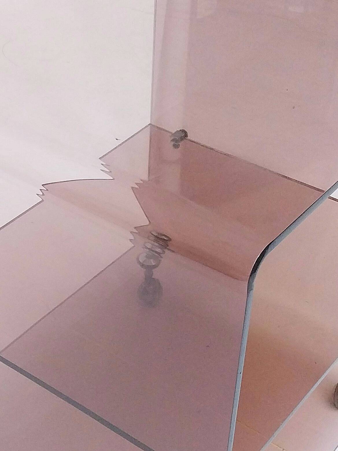 Michel Dumas smoked plexiglass rolling trolley for Roche Bobois 1970