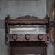 Solid wood coat rack with wall mirror, heart-shaped coat hooks