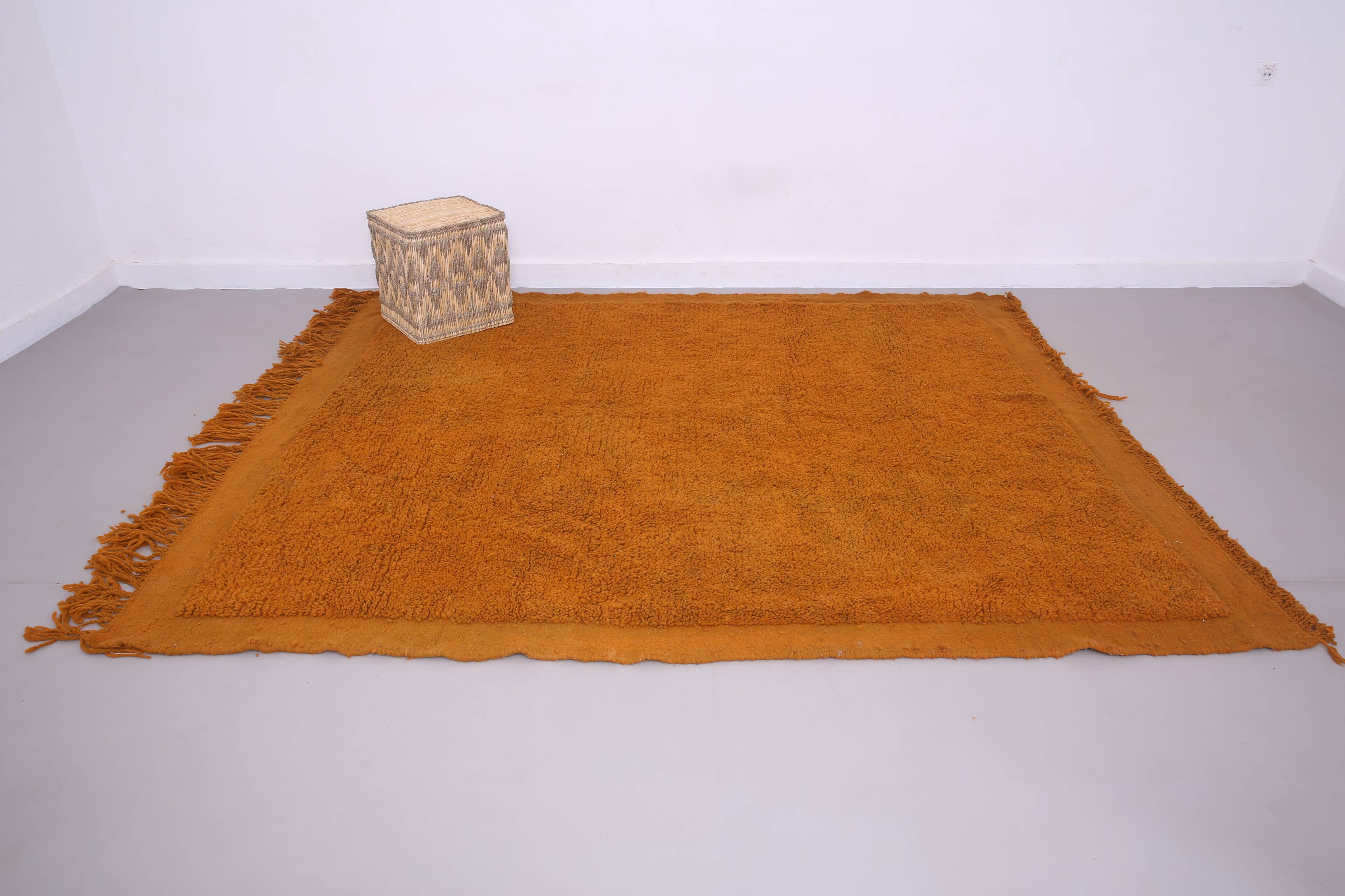 Rust Vintage Handmade Moroccan Rug 214 x 244 cm - Old Berber Rug -