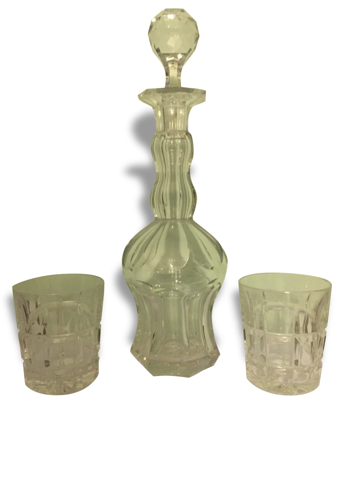 Petite carafe en cristal et deux verres