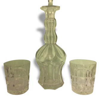 Small carafe Crystal and two glasses