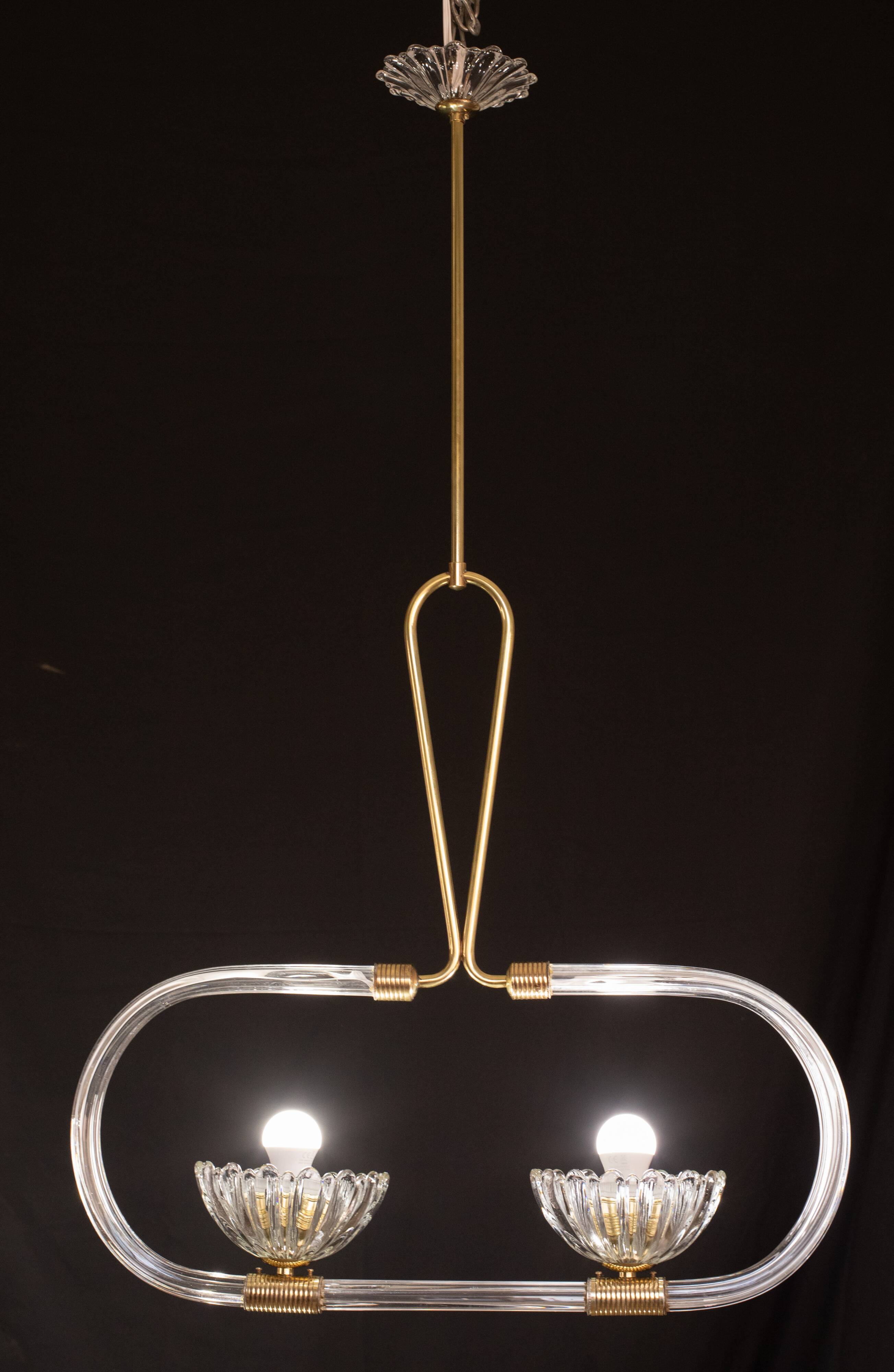 Extraordinary two-cup Art Deco candlestick by Barovier and Toso, 1940s