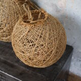 Set of 2 rattan and rope suspensions