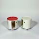 Pair of 70s Kartell Componibili on Wheels in Off White and Coral
