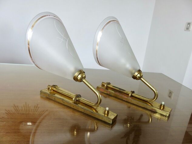 Paire de grandes appliques art deco 1930