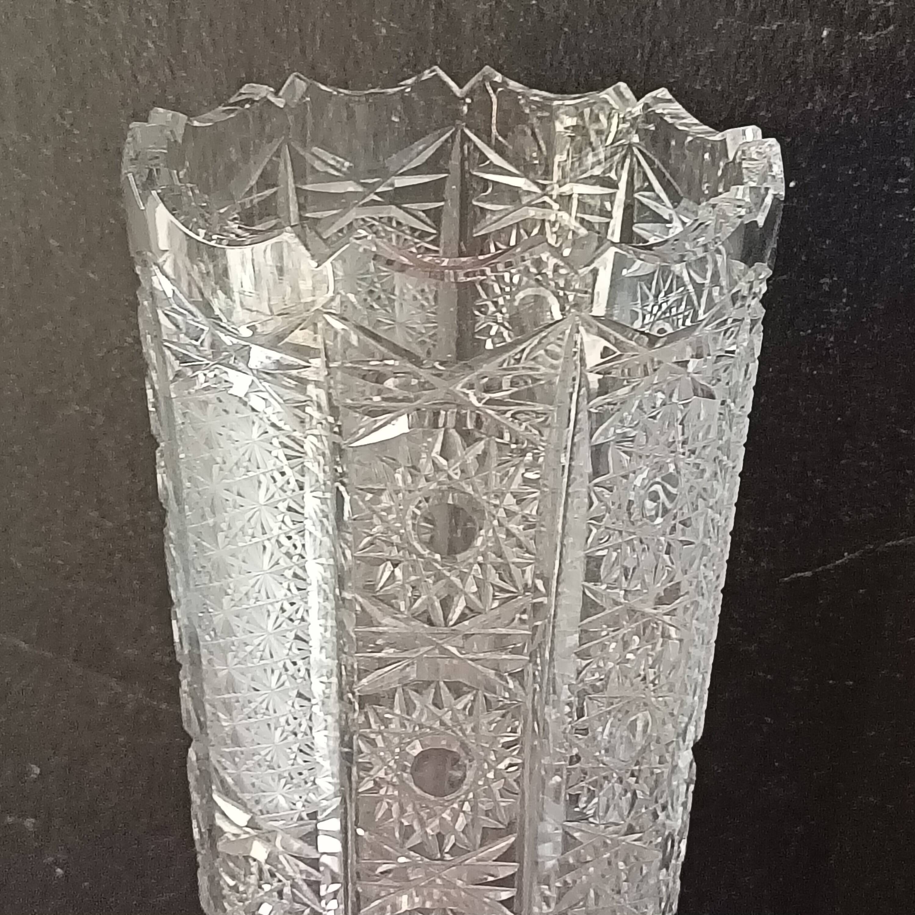 Large transparent crystal VASE 24% vintage, Lausitzer Glass, Germany, GDR