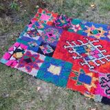 Ancient boucharouite carpet 208 x 108