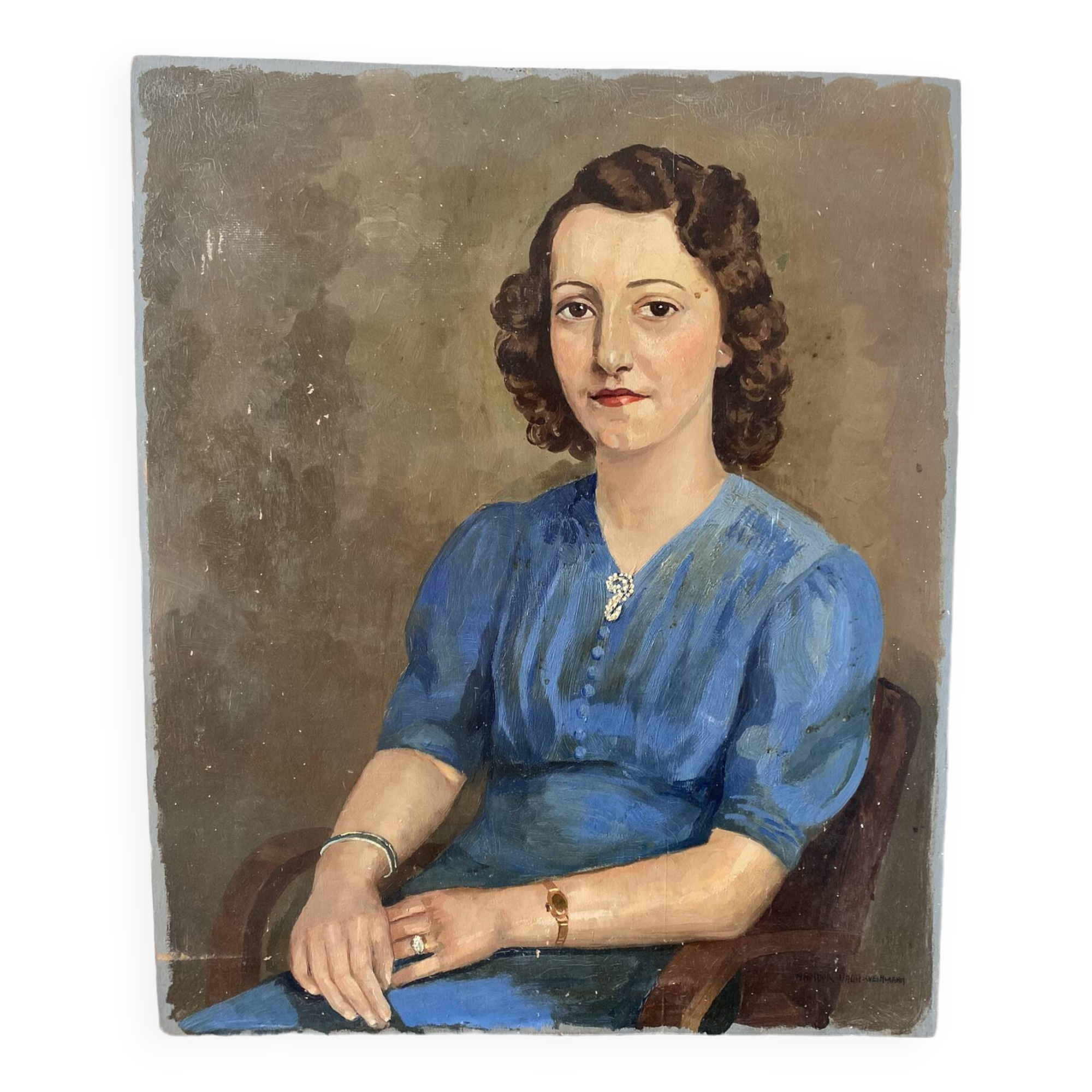 Signed portrait of a woman