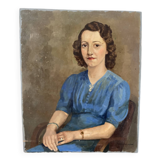 Signed portrait of a woman