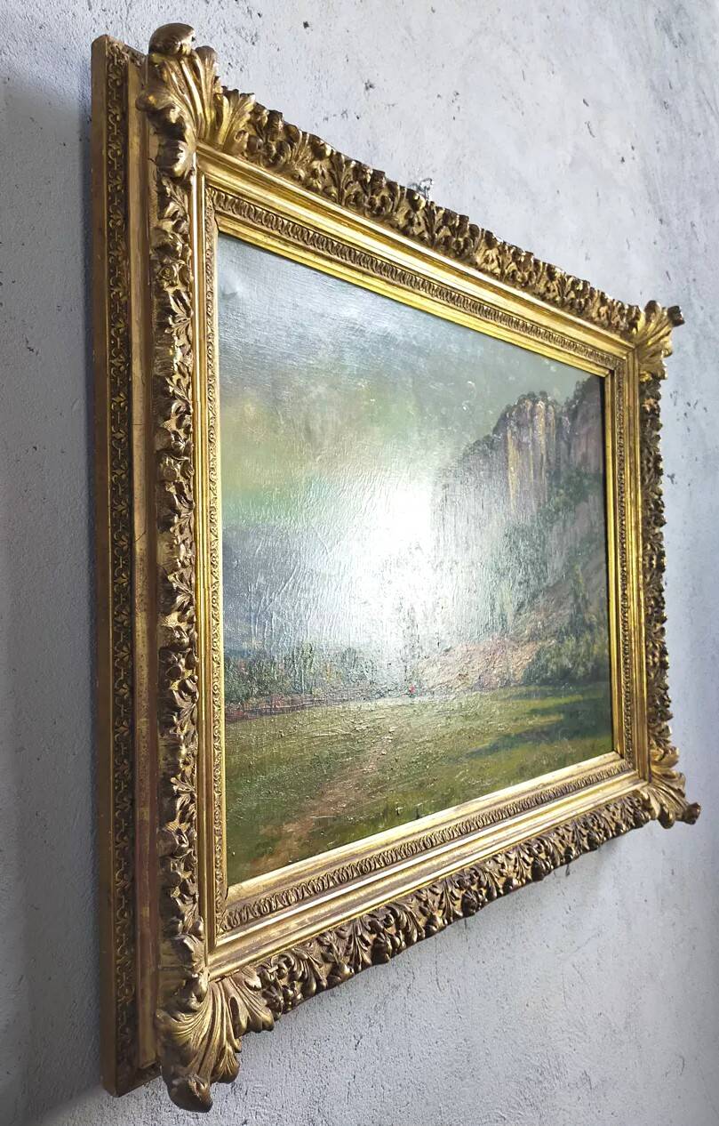 Ernest Victor Hareux (1847-1909) Oil on canvas painting Mountain landscape