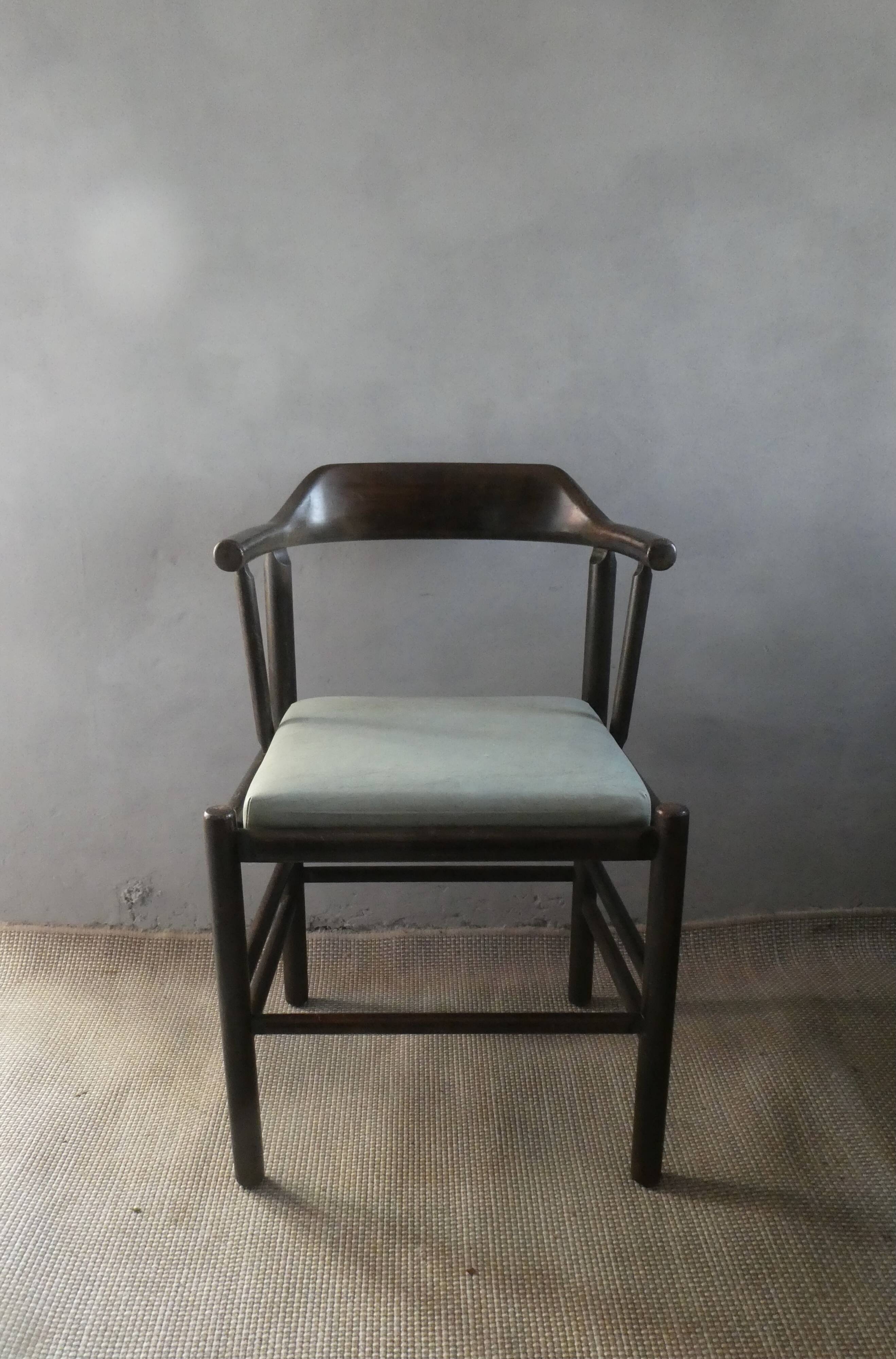 Desk armchair in wood and skai