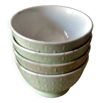 Set of 4 old celadon green bowls - "made Italy" breakfast