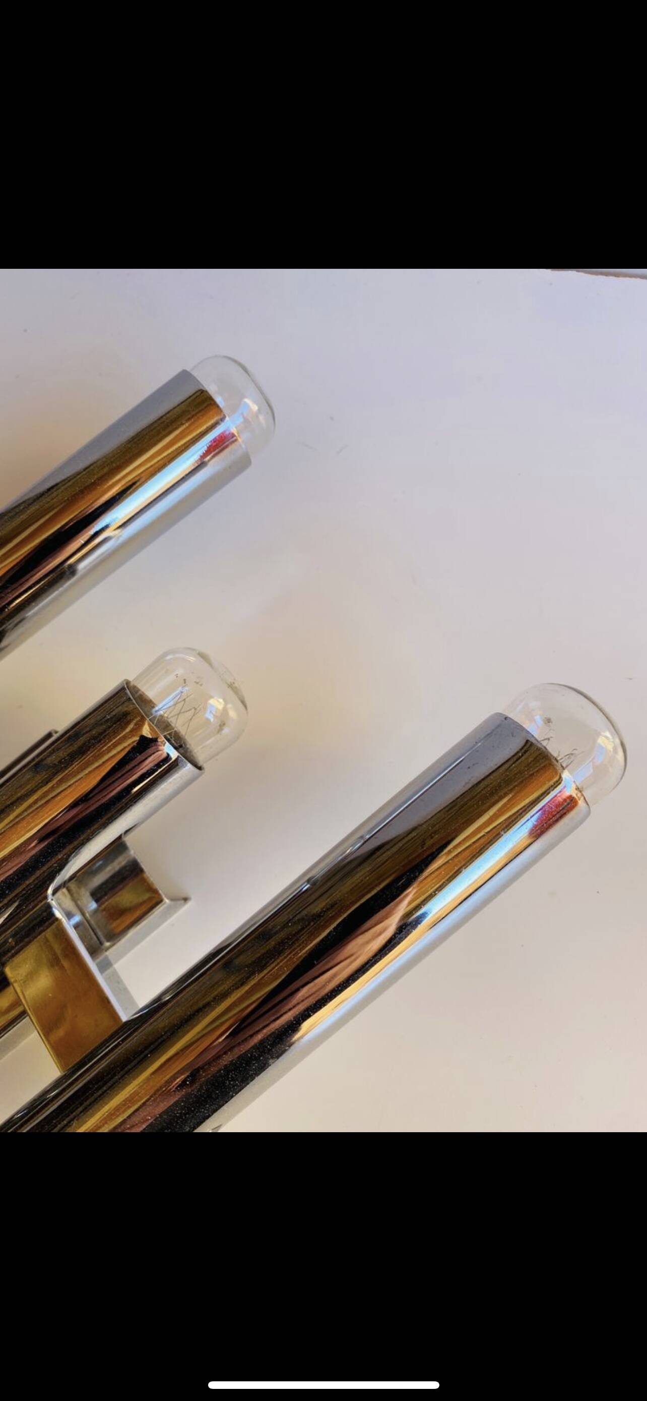 Sciolari Wall lamp metal Chrome Space Age, Italy 1970s