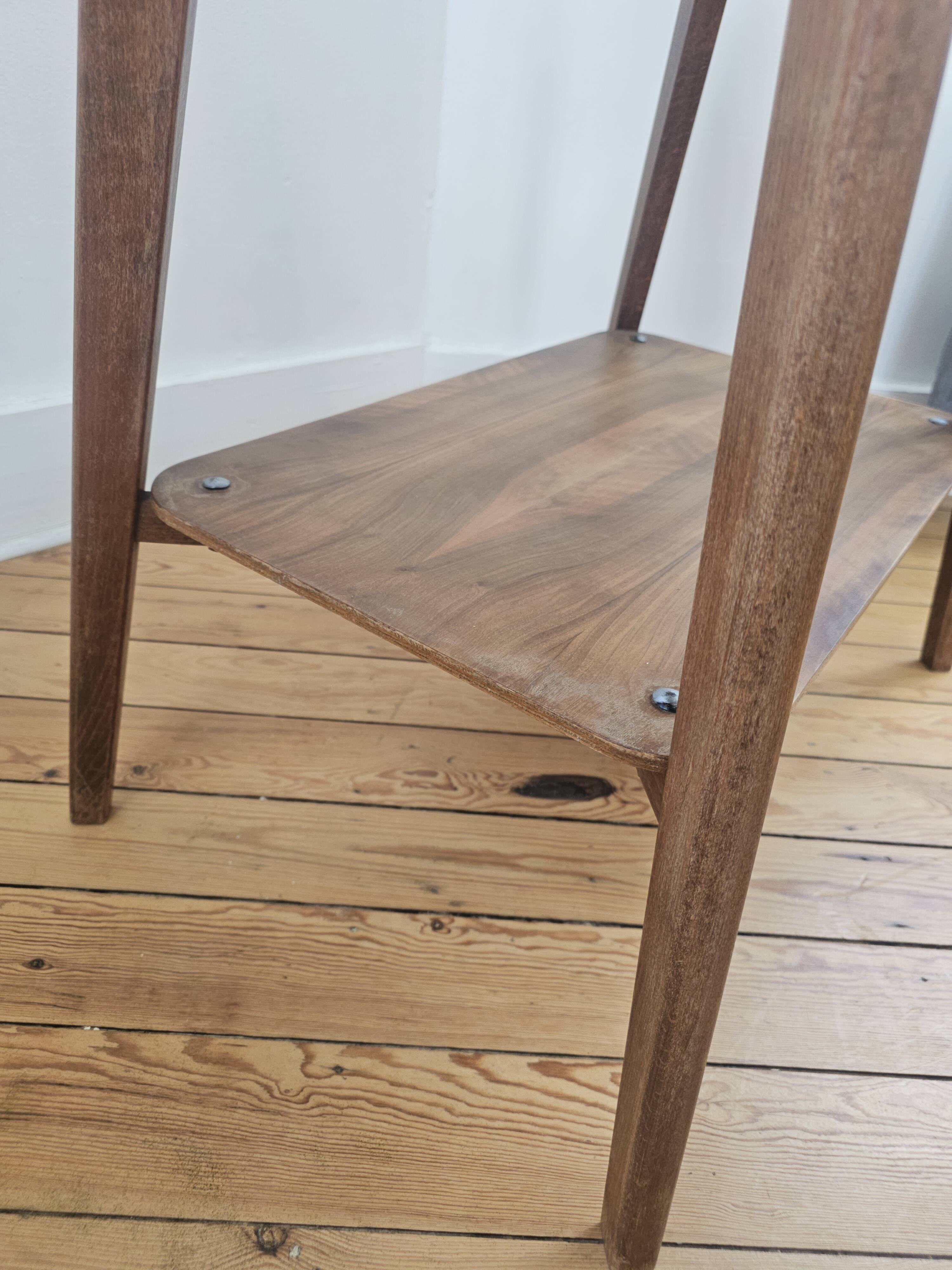 Vintage side table with double top in Scandinavian style.