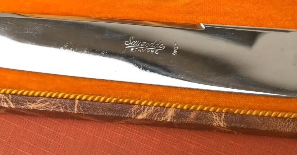 1930s Art Deco Salad Bowl/Lamb Carving Set Sauzedde Cutlery