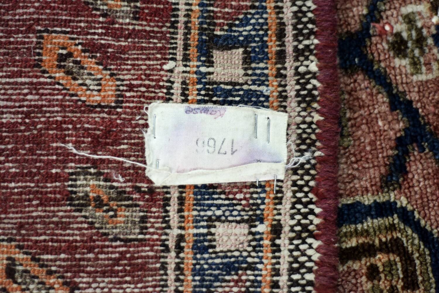 Vintage Hamadan Kamse oriental rug, handwoven in the Middle East, 1960s.