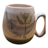 Set of two ceramic mugs signed Yvon ROY