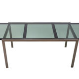 Table à manger en verre fumé extensible par Milo Baughman
