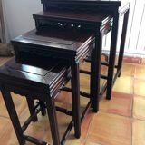 4 tables d'appoint gigognes en bois de rose