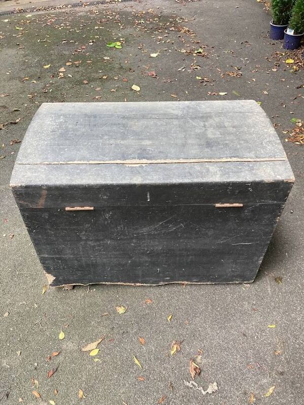 Malle de voyage en bois, ancienne L.75 x P.44 x H.54