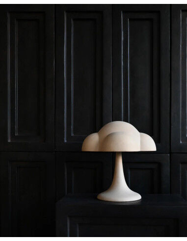 Sand-colored table lamp, ceramic, contemporary work.