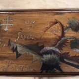 According to Emile GALLE: Rectangular wooden tray with marquetry decoration