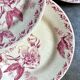 6 dessert plates Gien in pink ironstone, "Roses de Noël" service.