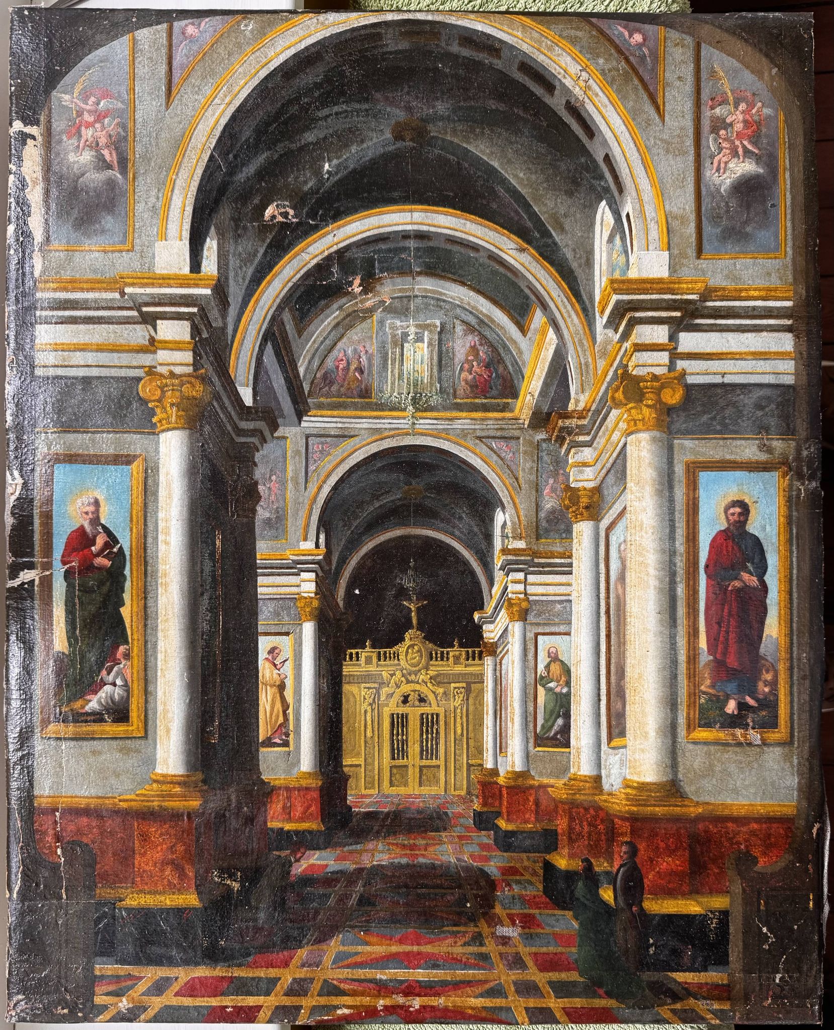 Interior of a church - Italian painting from the mid-19th century