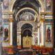 Interieur d'eglise - tableau italien  du milieu du XIXe siecle