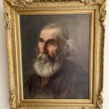 Painting portrait old wise man with beard oil painting