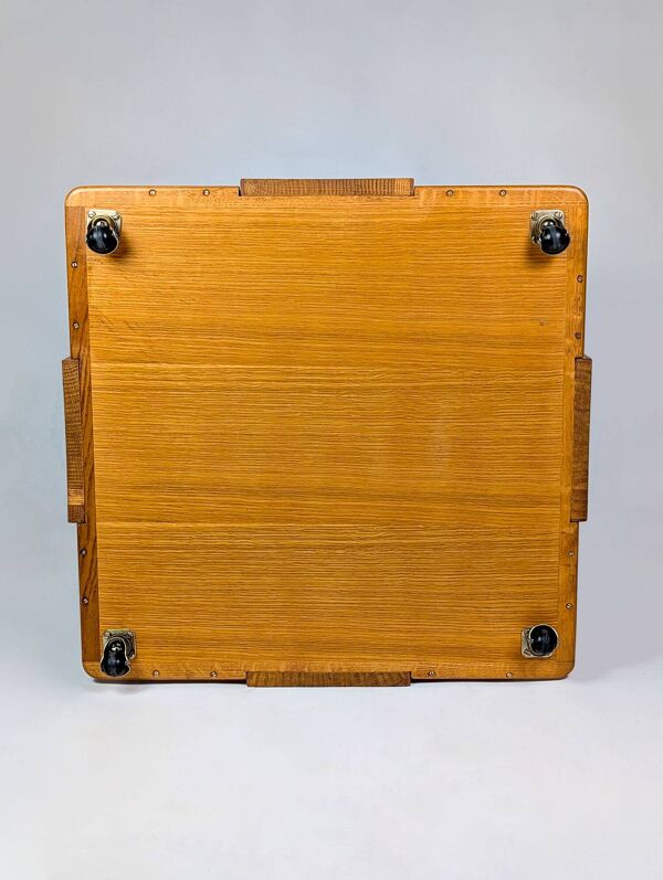 Table basse à roulettes en chêne blond, 1970