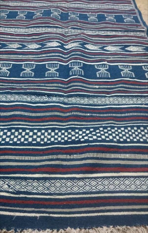 tapis bleu berbère fait à la main en pure laine 110x210cm