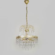 Chandelier, ceiling lamp crown in bronze or brass, 3 floors, 3 lights, glass grapevines. Year 90