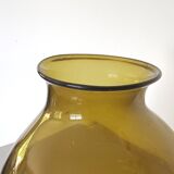 Amber green brown ball vase