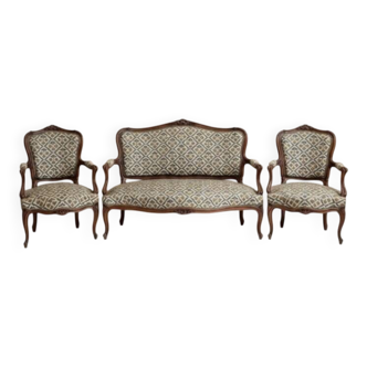 Louis XVI style salon: sofa and 2 cabriolet armchairs.