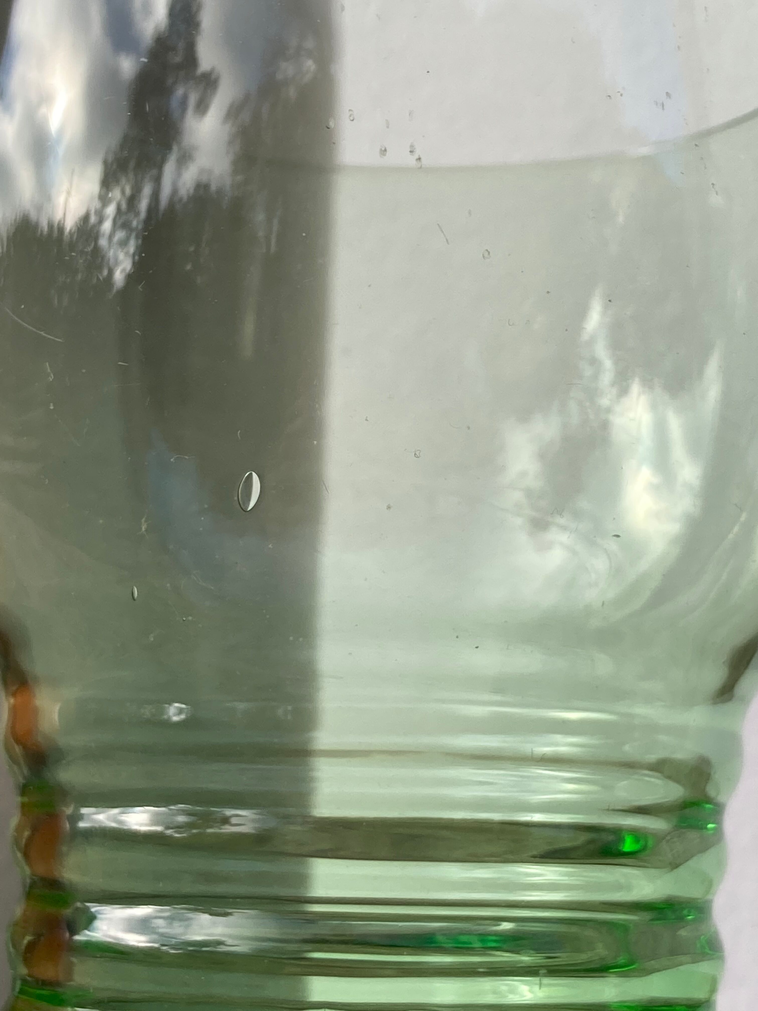 5 vintage green blown glass water glasses