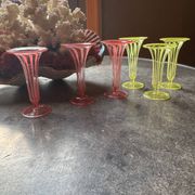 6 mouth-blown twisted glasses from 1925, Germany