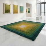 1970s Mid-Century Modern "Homage to the Square" Shag Rug – Geometric Op-Art