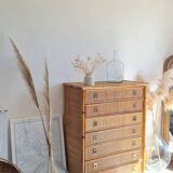Rattan chest of drawers circa 1970, Dal Vera